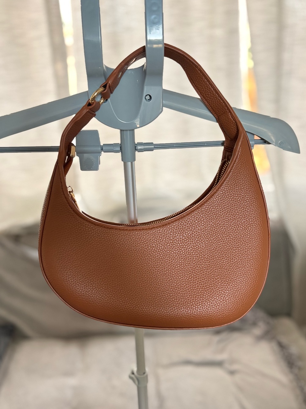 Brown Pebbled Crescent Shoulder Bag  - very good used condition